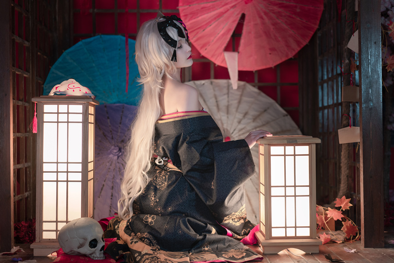 铁板烧鬼舞w黑贞花魁cos图